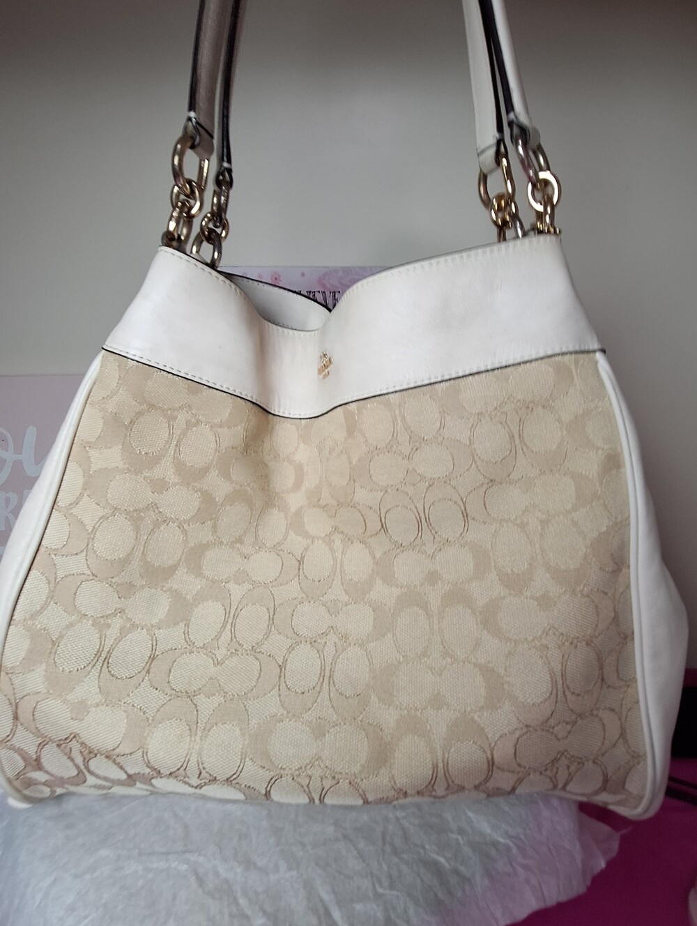Y2K Coach Lexy Shoulder  KHAKI SIGNATURE JACQUARD